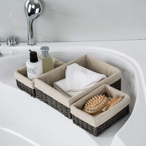 Hosroome Handmade Storage Basket Wicker Baskets for Organizing Shelf Baskets Woven Decorative Home Storage Bins Decorative Baskets Organizing Baskets Nesting Baskets(Set of 3,Brown) in Saudi Arabia