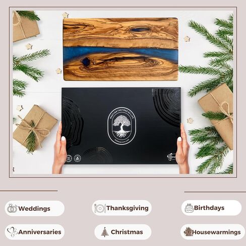 Handmade Olive Wood Cheese Board with Resin, Charcuterie Boards & Serving Tray, Wooden Epoxy Serving Board, Chopping and Cutting Board for Meat Vegetable & Fruit, Premium Gift for Kitchen in Kuwait