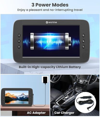 مشغل DVD للسيارة مقاس 10.5 بوصة من WONNIE بشاشة مزدوجة مع مدخل/مخرج HDMI 1080P، ومشغل DVD لمسند الرأس مع نقل إشارة عالي الدقة بالكامل، ودعامات تثبيت، ومحول تيار متردد، ودعم USB/مزامنة للتلفزيون (مشغل واحد + شاشة واحدة) in Kuwait