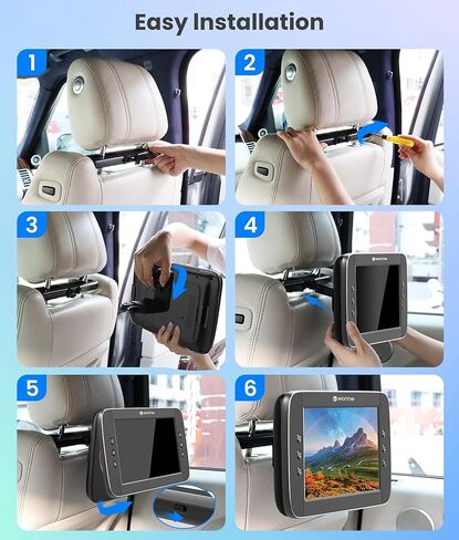 مشغل DVD للسيارة مقاس 10.5 بوصة من WONNIE بشاشة مزدوجة مع مدخل/مخرج HDMI 1080P، ومشغل DVD لمسند الرأس مع نقل إشارة عالي الدقة بالكامل، ودعامات تثبيت، ومحول تيار متردد، ودعم USB/مزامنة للتلفزيون (مشغل واحد + شاشة واحدة) in Kuwait