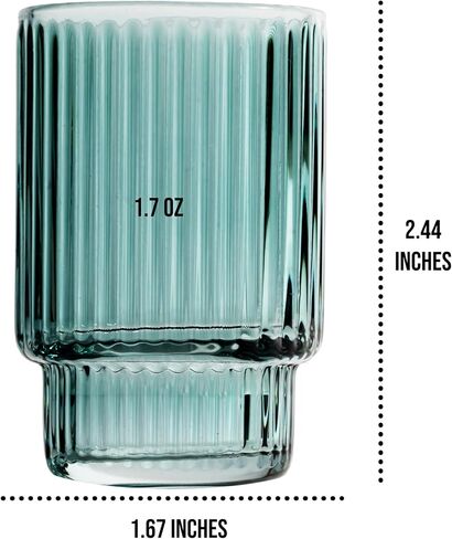 Mixer's Mark Handmade Art Deco Shot Glasses Set of 6 - Vintage Fancy Shot Glass Set in a Gift-Ready Box - Display-Worthy 1.5 Oz Shot Glasses Hand Blown from Premium Glass - Multicolored, Arch Design in Saudi Arabia