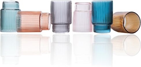 Mixer's Mark Handmade Art Deco Shot Glasses Set of 6 - Vintage Fancy Shot Glass Set in a Gift-Ready Box - Display-Worthy 1.5 Oz Shot Glasses Hand Blown from Premium Glass - Multicolored, Arch Design in Saudi Arabia