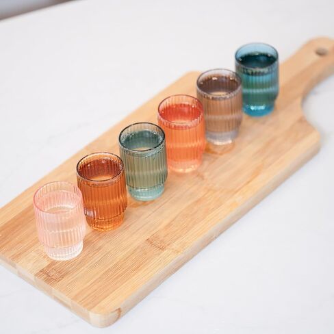 Mixer's Mark Handmade Art Deco Shot Glasses Set of 6 - Vintage Fancy Shot Glass Set in a Gift-Ready Box - Display-Worthy 1.5 Oz Shot Glasses Hand Blown from Premium Glass - Multicolored, Arch Design in Saudi Arabia
