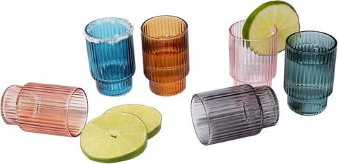 Mixer's Mark Handmade Art Deco Shot Glasses Set of 6 - Vintage Fancy Shot Glass Set in a Gift-Ready Box - Display-Worthy 1.5 Oz Shot Glasses Hand Blown from Premium Glass - Multicolored, Arch Design in Saudi Arabia