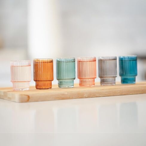 Mixer's Mark Handmade Art Deco Shot Glasses Set of 6 - Vintage Fancy Shot Glass Set in a Gift-Ready Box - Display-Worthy 1.5 Oz Shot Glasses Hand Blown from Premium Glass - Multicolored, Arch Design in Saudi Arabia