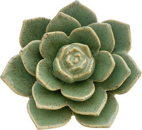 Ceramic Succulent Flowers Table Top with Stable Base, 3D Handmade Tablescape Decorative (Green) in Saudi Arabia