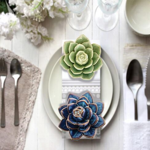 Ceramic Succulent Flowers Table Top with Stable Base, 3D Handmade Tablescape Decorative (Green) in Saudi Arabia