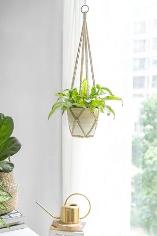 Dahey Macrame Plant Hanger Set of 3 with Hooks Indoor Hanging Planter Basket 35"/29"/23" Handmade Woven Cotton Rope Flower Pot Crochet Plant Holder Stand for Boho Home Decor No Tassels,Beige in Saudi Arabia