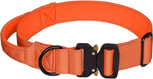 Tactical Dog Collar - Adjustable Military Training Soft Neoprene Padded Nylon Collar with Control Handle and Heavy Duty Metal Buckle for Medium and Large Dogs (L, Hot Pink) in Saudi Arabia