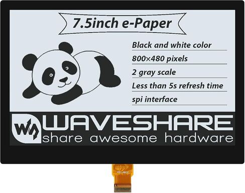Waveshare 7.5inch E-Paper E-Ink Optical Bonding Display Compatible with Raspberry Pi 4B/3B+/3B/2B/B+/A+/Zero/Zero W/WH/Zero 2W Series Boards 800×480 Pixels Dual-Color with SPI Interface Without PCB in Saudi Arabia