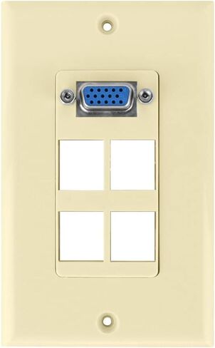 VGA + 4 port Keystone Wall Plate (Ivory) in Kuwait
