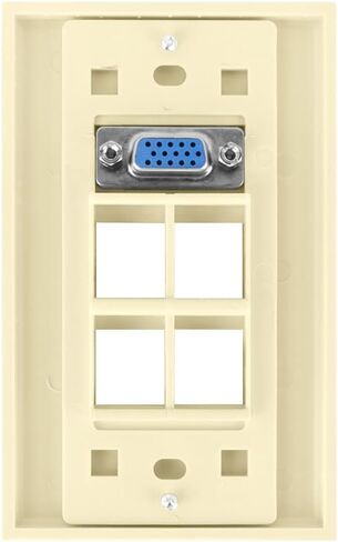 VGA + 4 port Keystone Wall Plate (Ivory) in Kuwait