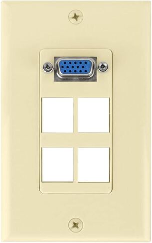 VGA + 4 port Keystone Wall Plate (Ivory) in Kuwait