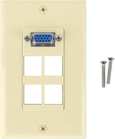 VGA + 4 port Keystone Wall Plate (Ivory) in Kuwait