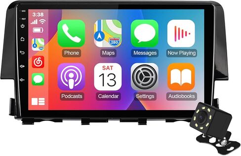 ستيريو سيارة 9 بوصات Android 10 Double Din لسيارة Honda Civic 2016، 2017، 2018، 2019، 2020 IPS شاشة لمس راديو السيارة مع Carplay & Android Auto Support Backup Camera GPS FM Navi BT in Kuwait