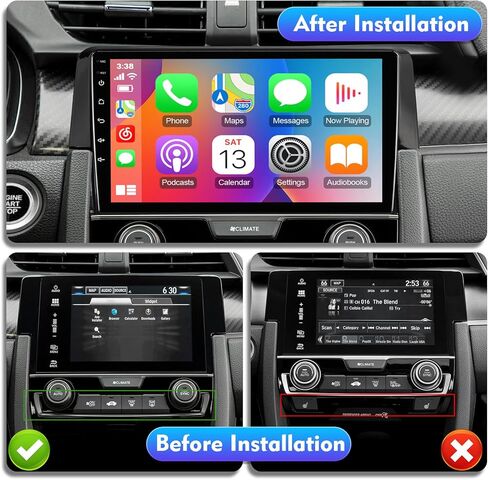 ستيريو سيارة 9 بوصات Android 10 Double Din لسيارة Honda Civic 2016، 2017، 2018، 2019، 2020 IPS شاشة لمس راديو السيارة مع Carplay & Android Auto Support Backup Camera GPS FM Navi BT in Kuwait