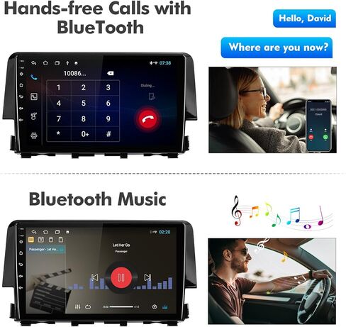 ستيريو سيارة 9 بوصات Android 10 Double Din لسيارة Honda Civic 2016، 2017، 2018، 2019، 2020 IPS شاشة لمس راديو السيارة مع Carplay & Android Auto Support Backup Camera GPS FM Navi BT in Kuwait