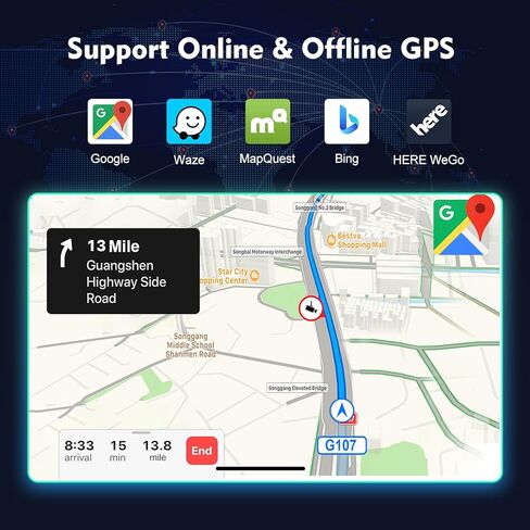 ستيريو سيارة 9 بوصات Android 10 Double Din لسيارة Honda Civic 2016، 2017، 2018، 2019، 2020 IPS شاشة لمس راديو السيارة مع Carplay & Android Auto Support Backup Camera GPS FM Navi BT in Kuwait