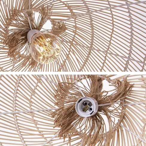 Arturesthome Mini Natural Rattan Pendant Light for Kitchen Island, Woven Lamp Shade Chandelier, Handmade Hanging Ceiling Light Lampshade, Rope Lamp D 9.8inx10.6in in Saudi Arabia