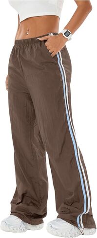 SHENHE Women's Elastic Waist Casual Parachute Pants Y2k Low Rise Loose Pants Track Pants in Saudi Arabia