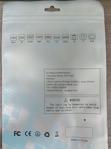 كابل الألياف الضوئية CHENLENIC Displayport 8K منفذ عرض 1.4 إلى Mini Displayport كابل الألياف الضوئية، متوافق مع Thunderbolt 2/3/4، لجهاز MacBook Pro/Air Suface Pro (T0206-15M) in Kuwait
