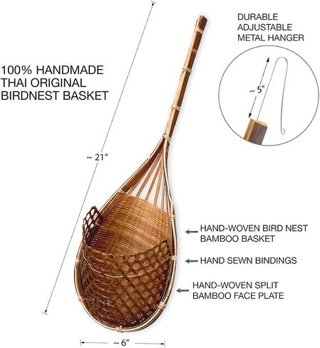 Handmade 100% Thai Bamboo Hanging Orchid Basket – 4 Inch Set of 3 in Saudi Arabia