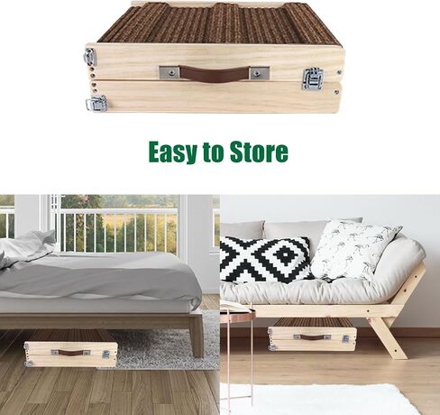 Okydoky Small Dog Ramp, Adjustable Portable Folding Wooden Pet Ramp, 32" Long with Non-Slip Traction Mat, Adjustable from 9" to 17.5", Dog Climbing Ladder for Sofa, Bed, Couch,Car (Grey) NO.LGPT1 in Kuwait