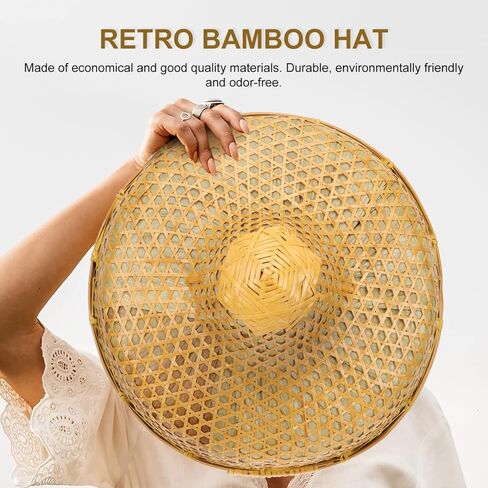 GANAZONO 1pc Bamboo Hat Rain-proof Hat Fishing Hat Rustic Hat Oriental Styled Hat Uv Protection Hat Weaving Hat Sun Block Hat Bamboo Woven Hat Sun Hat Farmer Laboring Hat Farmer Hat in Kuwait