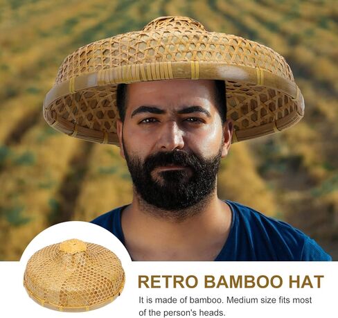 GANAZONO 1pc Bamboo Hat Rain-proof Hat Fishing Hat Rustic Hat Oriental Styled Hat Uv Protection Hat Weaving Hat Sun Block Hat Bamboo Woven Hat Sun Hat Farmer Laboring Hat Farmer Hat in Kuwait