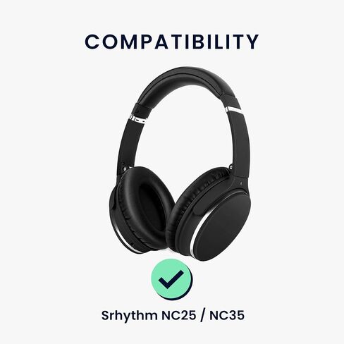 kwmobile Ear Pads Compatible with Srhythm NC25 / NC35 Noise Cancelling Earpads - 2X Replacement for Headphones - Black in Saudi Arabia