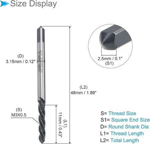 Spiral Flute Threading Tap, M5X0.8 Thread Size, Nitriding Coated HSS Tapping Tool - (Applications: for Processing Holes & Sticky Materials) in Saudi Arabia