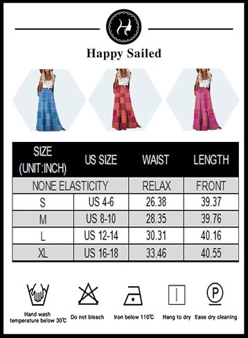 Happy Sailed Womens Floral Print Boho Maxi Skirt Elastic High Waist Pleated Ruffle Flowy Long Skirts S-XL in Kuwait