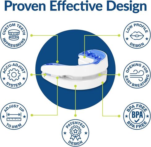قطعة الفم VitalSleep المضادة للشخير 2.0، حل الشخير بحجم المرأة، وضع الفك قابل للتعديل، انطباعات أسنان شخصية، صنع في الولايات المتحدة الأمريكية in Kuwait