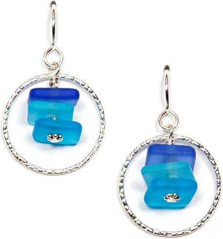 Hoopla Earring (Beach)- Sterling French Wire Beach Earrings for Women by EcoSeaCo, using recycled and sustainable material. Handmade in the USA in Kuwait