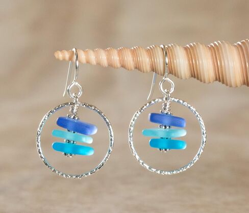 Hoopla Earring (Beach)- Sterling French Wire Beach Earrings for Women by EcoSeaCo, using recycled and sustainable material. Handmade in the USA in Kuwait