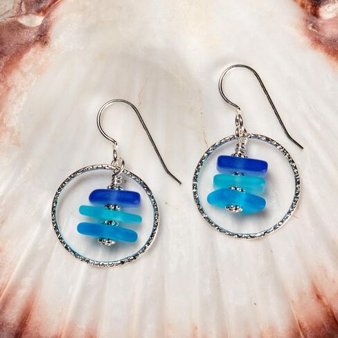 Hoopla Earring (Beach)- Sterling French Wire Beach Earrings for Women by EcoSeaCo, using recycled and sustainable material. Handmade in the USA in Kuwait