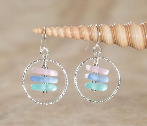 Hoopla Earring (Beach)- Sterling French Wire Beach Earrings for Women by EcoSeaCo, using recycled and sustainable material. Handmade in the USA in Kuwait