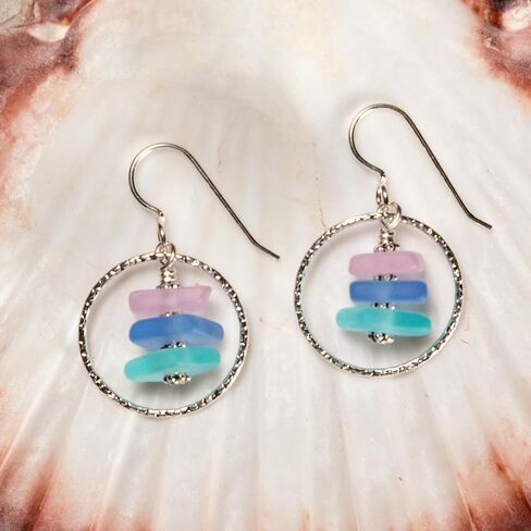Hoopla Earring (Beach)- Sterling French Wire Beach Earrings for Women by EcoSeaCo, using recycled and sustainable material. Handmade in the USA in Kuwait