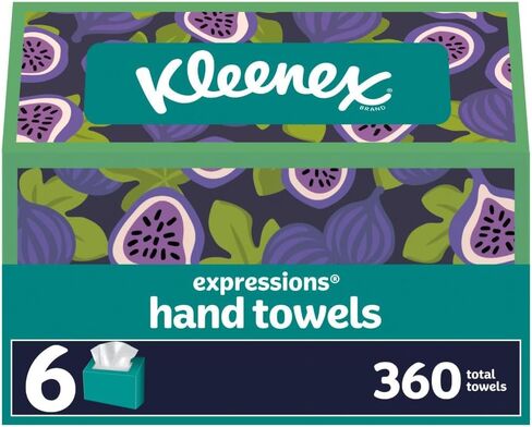 Kleenex Expressions Disposable Paper Hand Towels, 6 Boxes, 60 Towels per Box (360 Total Hand Towels), Packaging May Vary in Kuwait
