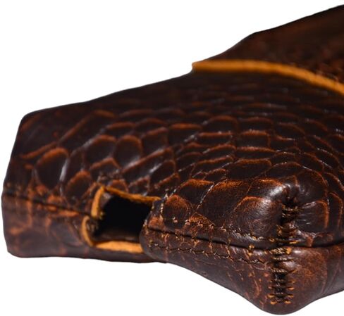 Genuine Full-Grain Buffalo Leather Cell Phone Holsters – 7" H x 3.5" W Leather Cell Phone Holster Large Smartphones – Secure & Durable Phone Belt Holder (Crocodile Print) (Croco Tan) in Saudi Arabia