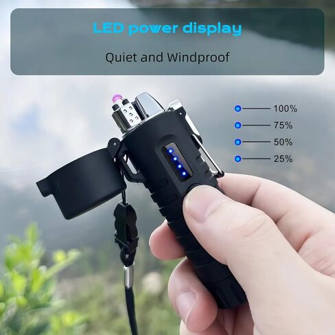 Electric Lighter, Telescopic Flexible Neck Candle Lighter, USB Plasma Arc Lighters Rechargeable, Windproof Flameless Lighters with Flashlight for Camping, Outdoor (Black) in Kuwait