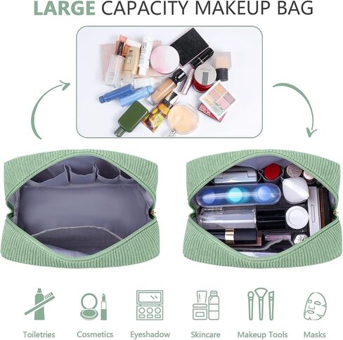 MAGEFY Corduroy Makeup Bag Small Makeup Bag for Purse with Compartments Cute Makeup Pouch Cosmetic Bag for Women Friends Preppy Gifts (Beige, HAIR) in Saudi Arabia