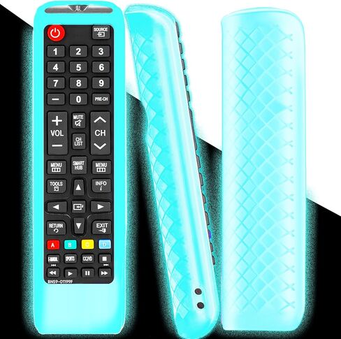 Remote Case Cover for Samsung Smart TV Remote | BN59 Series Round Controller Universal Silicone Battery Cover Sleeve with Glow in The Dark Blue in Saudi Arabia