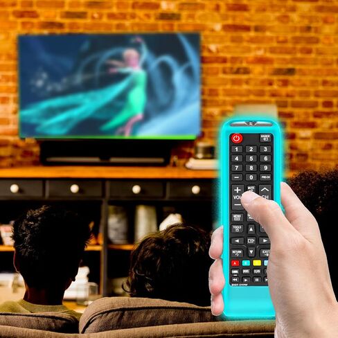 Remote Case Cover for Samsung Smart TV Remote | BN59 Series Round Controller Universal Silicone Battery Cover Sleeve with Glow in The Dark Blue in Saudi Arabia