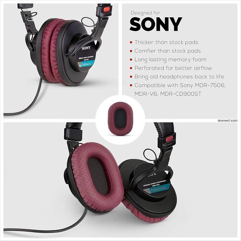 سماعات أذن من برينوفز لسوني MDR 7506 - 6 فولت - CD900ST مع وسادة أذن من الإسفنج المتشكل، وهي مناسبة للسماعات الأخرى التي توضع على الأذن من الخارج in Kuwait