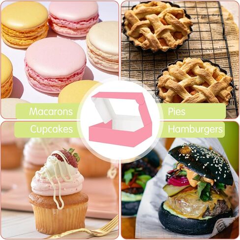 HAPPY POTATO 25 Bakery Boxes with window, White Pastry Boxes with Window, 10x8x2.5 Inches Bakery Boxes for Cookies, Dessert Boxes with Window, Treat Boxes for Pie, Donuts, Cookies, Muffins, Chocolate in Kuwait