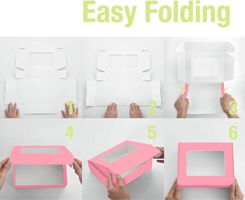 HAPPY POTATO 25 Bakery Boxes with window, White Pastry Boxes with Window, 10x8x2.5 Inches Bakery Boxes for Cookies, Dessert Boxes with Window, Treat Boxes for Pie, Donuts, Cookies, Muffins, Chocolate in Kuwait