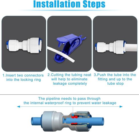 1/4" OD Quick Connect Fittings Set with 1/4" to 3/8" Tube OD Push Fit Quick Connect + 1/4" Ball Valve + 1/4" T/I/L/Y Fitting + 32.8 ft Tubing + Tube Cutter for RO Water Systems Purifiers Filters in Saudi Arabia