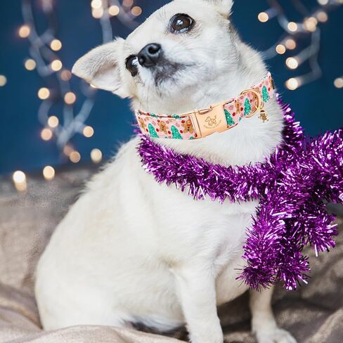 Elegant little tail Christmas Dog Collar, Pink Gingerbread Man Pet Dog Collar Cotton Soft Dog Collars Winter Holiday Collar with Duty Metal Buckle Pet Puppy Collar for Medium Dogs in Kuwait