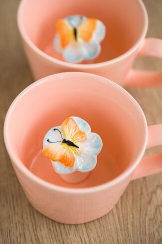DIHOclub Ceramic Snail Cup Hidden 3D Animal Inside Mug，Garden series Handmade Figurine Snail Mugs (Apple green) in Saudi Arabia